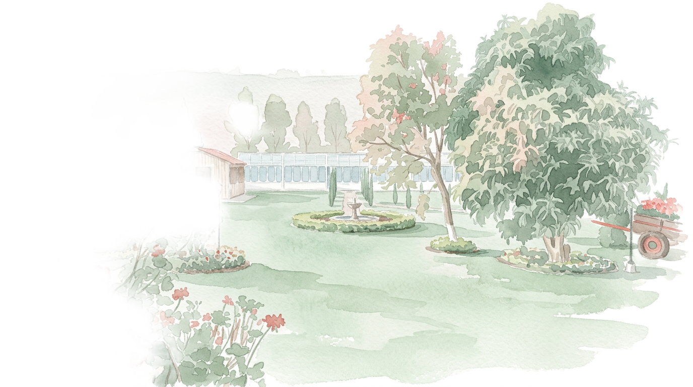 Ilustración en acuarela de la Hacienda Jardín Secreto